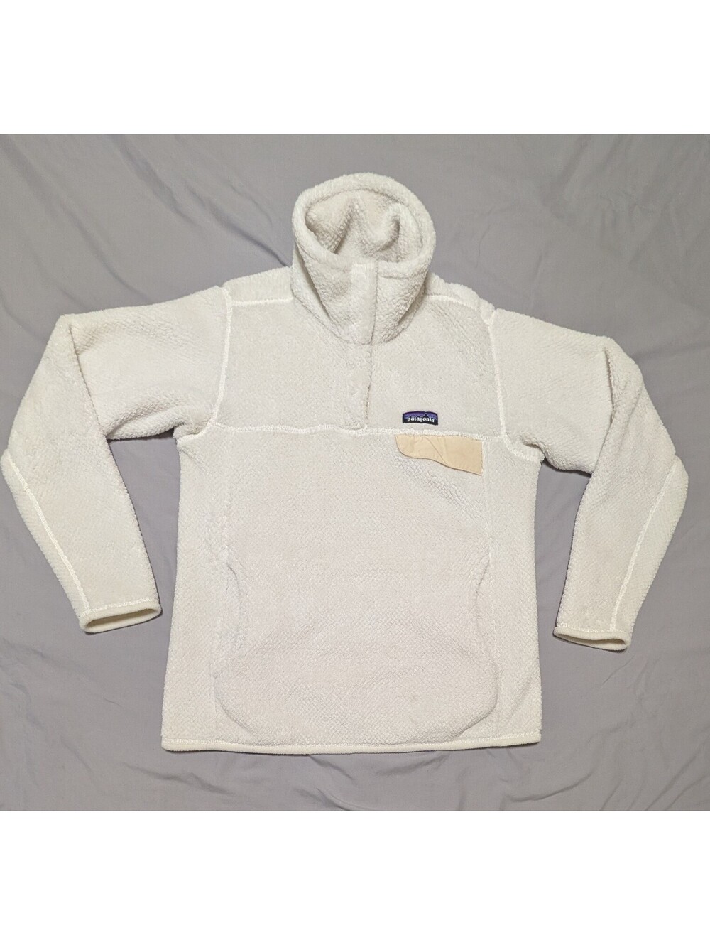 Patagonia Women’s Re-Tool Snap-T Fleece Pullover Size M White Tan